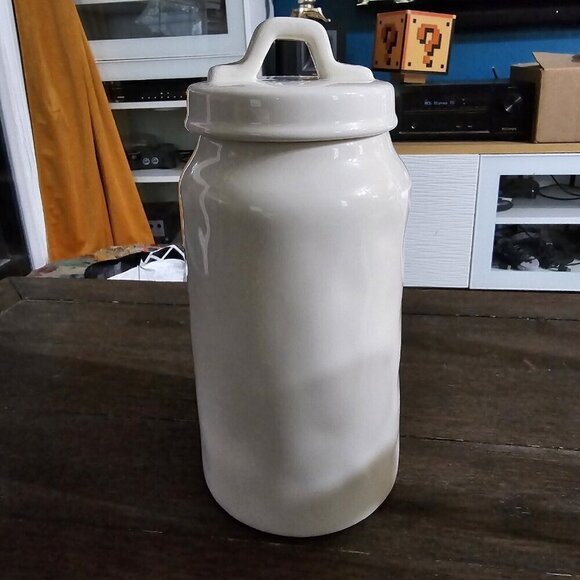 Rae Dunn Magenta OG Mix Typewriter Font Icon Ceramic Dimple Canister HTF Rare - Picture 3 of 10